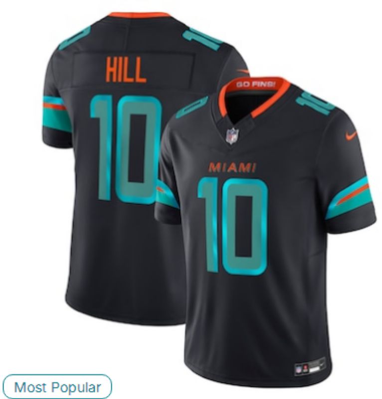 Men Miami Dolphins 10 Hill black Nike 2025 Limited Nike NFL Jersey 05